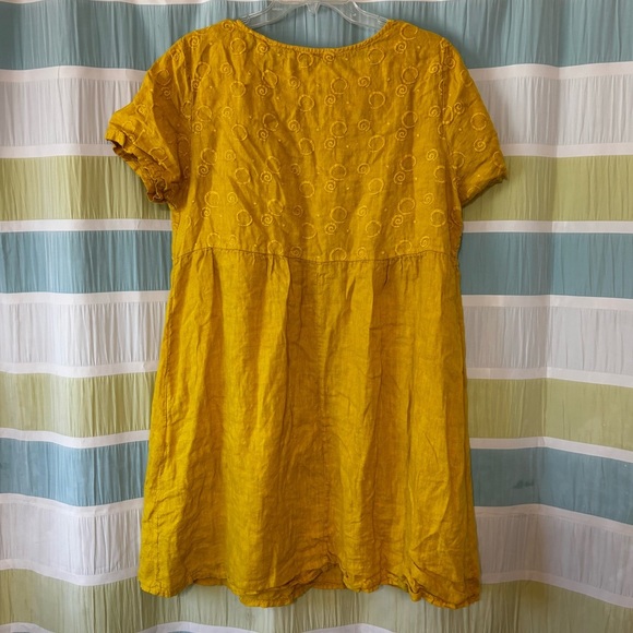Terzo Millennio Yellow Linen Dress Boho Lagenlook Sz XL - Picture 8 of 9